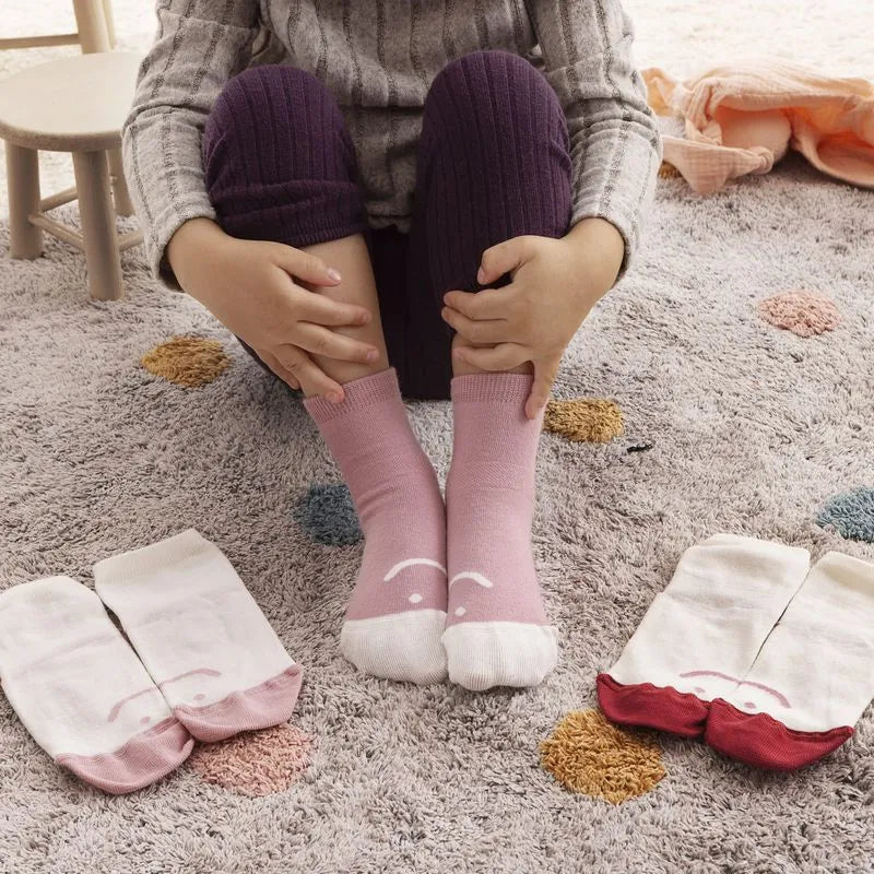 Tip Toey Joey Meias Barefoot Branco e Rosa - Pack 3 meias
