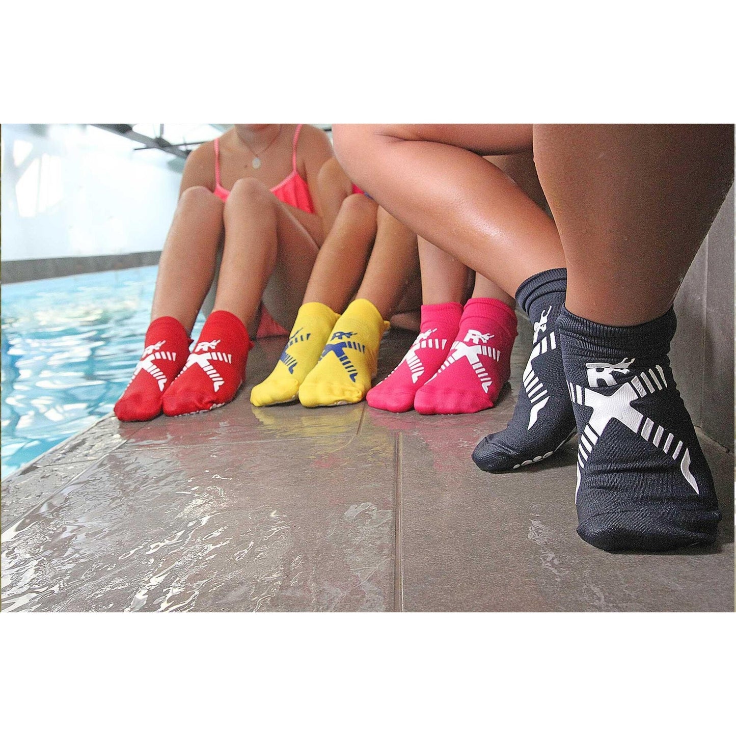 Meias técnicas antiderrapantes de piscina Rosa